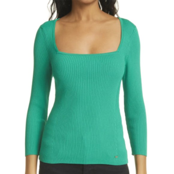 Ted Baker Green Rib Square Neck Top - Picture 5 of 6